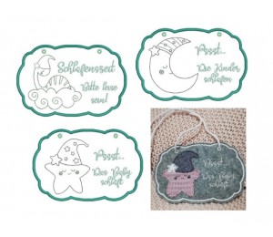 Stickserie ITH - Sleeping Dino Friends Türschilder